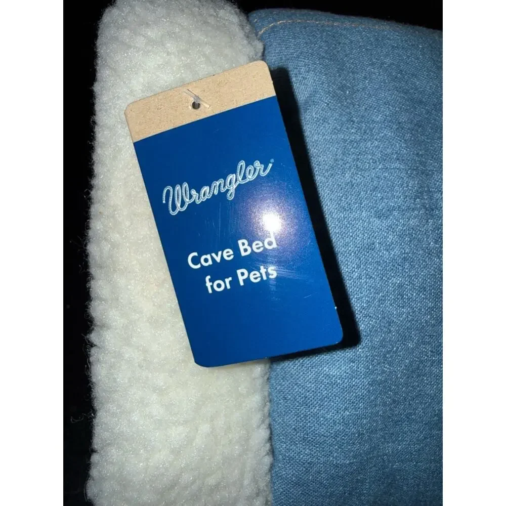 NEW WRANGLER DENIM LIGHT WASH BLUE JEAN COZY CAT DOG CAVE TUNNEL SHERPA LINED